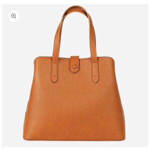 Fawn Design Cognac Leather Tote with Top Handles